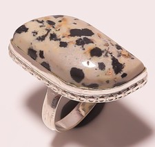 DALMATION JASPER GEMSTONE 925 SILVER JEWELRY RING SIZE 7
