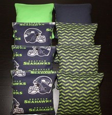 ALL WEATHER made w Seattle SEAHAWKS Fabric 8 ACA Reg CORNHOLE BAGS