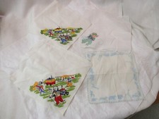 Vintage 4 Child's Handkerchiefs Animals Cowboy Circus