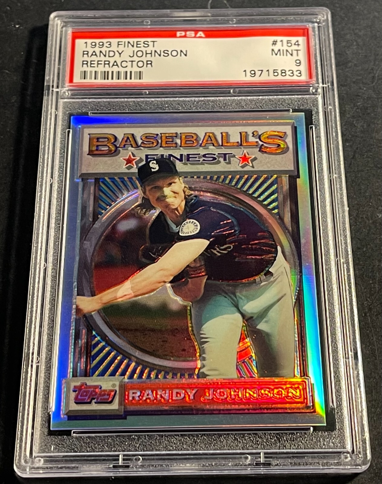 1993 RANDY JOHNSON TOPPS FINEST REFRACTOR #154 PSA 9 CENTERED MARINERS (633)