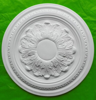 Gips Deckenrosette Ei und Dart mit Akanthus 400 mm