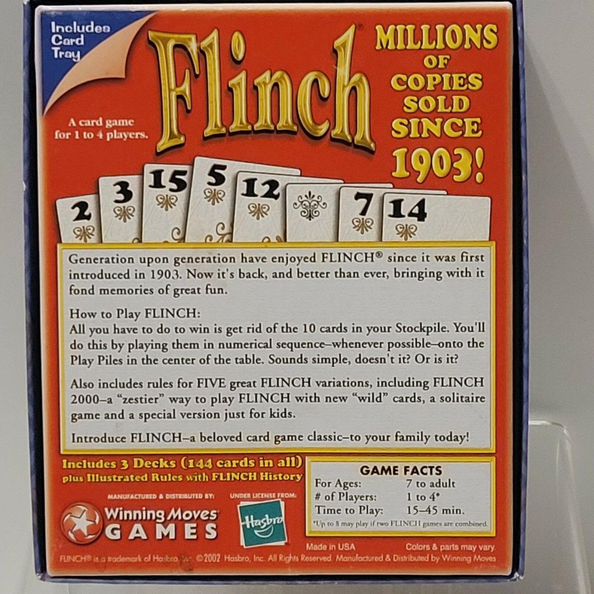Hasbro Flinch Card Game The Original and Best Family Stockpile