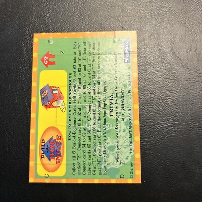 Jb10b 101 Dalmatians 1996 Skybox #62 build Pop-Up Doghouse