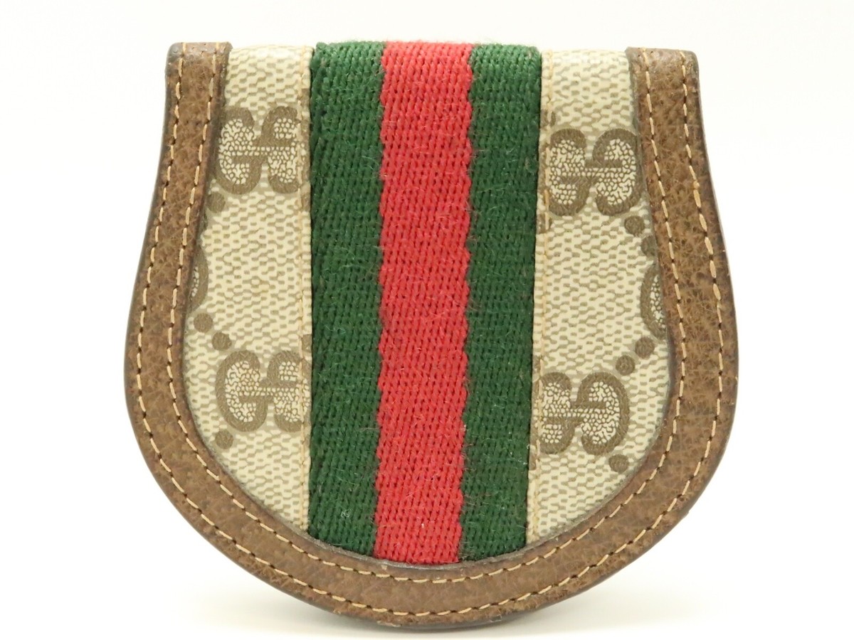 GUCCI ❤︎ Vintage ❤︎ coin case Gucci Coin Purse Vintage Kiss Clasp GG Brown Double