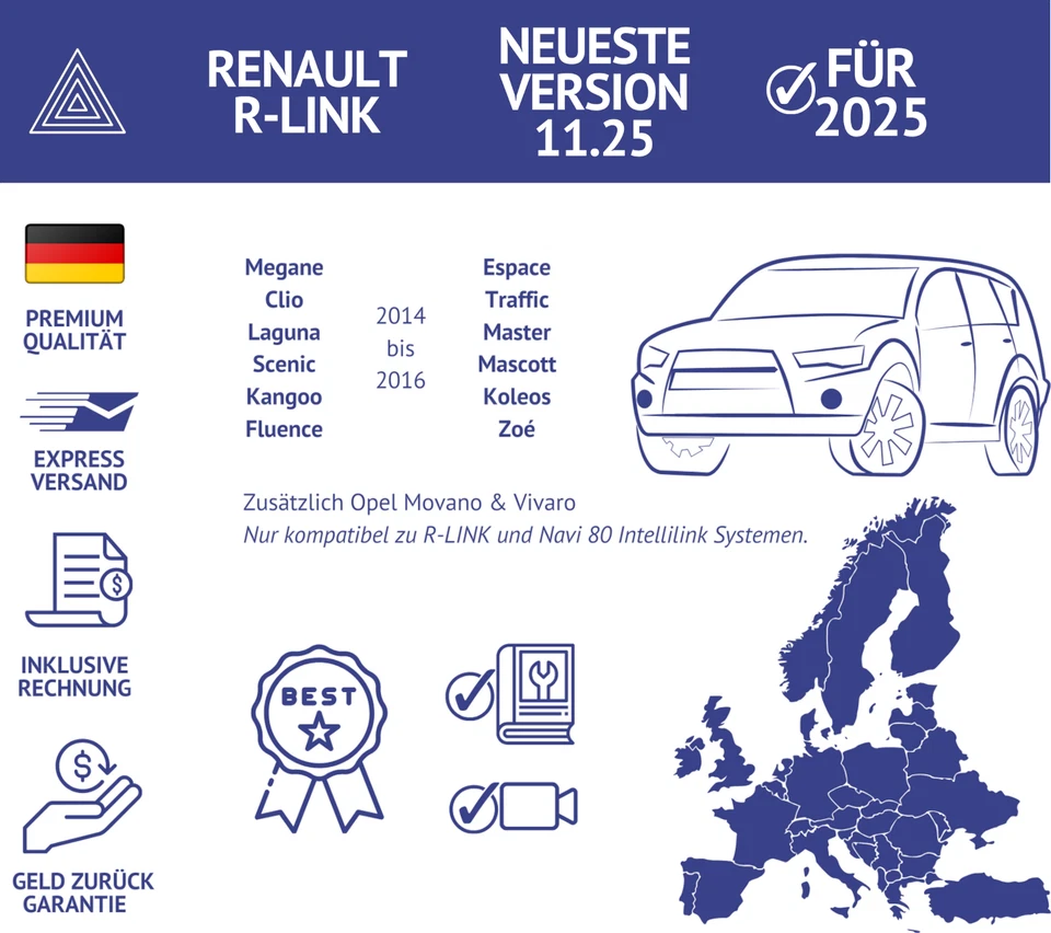 NEU FÜR 2025 RENAULT R-LINK EVOLUTION 11.25 SD KARTE EUROPA LAGUNA MEGANE SCENIC - Bild 2 von 4