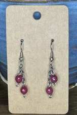 Ruby Gemstone Dangle Earrings, Artisan Handmade Red Jewelry, Healing