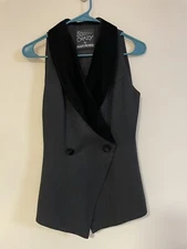 Vintage 90's Rina Rossi Sleeveless Black Vest With Velvet Detail Size 6 