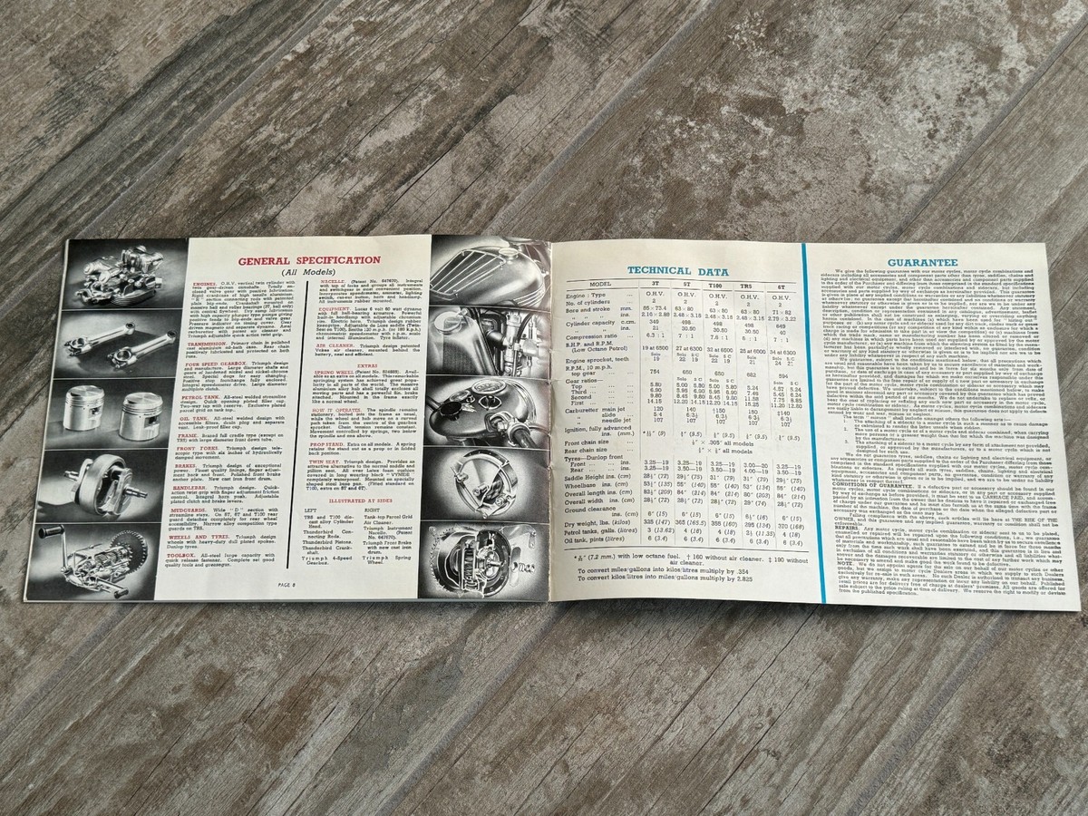 Vintage 1951 TRIUMPH Motorcycle Brochure Tiger 100/SpeedTwin Vintage 1951 TRIUMPH Motorcycle Brochure Tiger 100/SpeedTwin