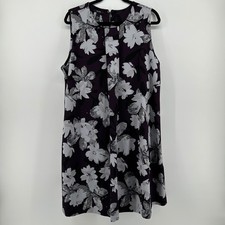 Alfani Purple Floral Sleeveless Shift Dress Plus Size 16 Back Zip Career Formal