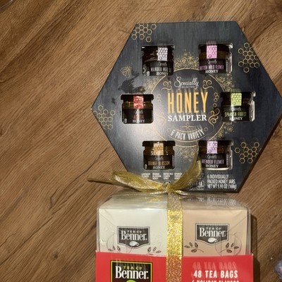 Benner Tea Co. Holiday Flavors Gift Box 48 Tea Bags And Honey Sampler New Sealed