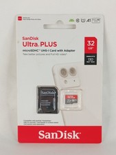 New Sealed Sandisk Ultra Plus MicroSDHC UHS-I Card w/ Adapter 32GB 130Mbp/s