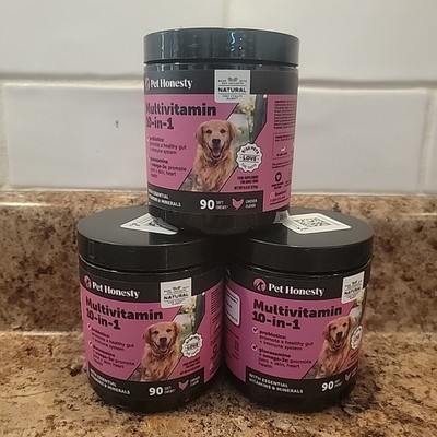PetHonesty Multivitamin Glucosamine Dog Supplement - 90 Count CHICKEN Lot Of 3