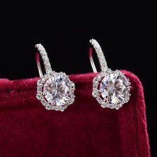 925 Sterling Silber Solitär Zirkon Brillant Ohrring für Frauen Hochzeit Geschenk