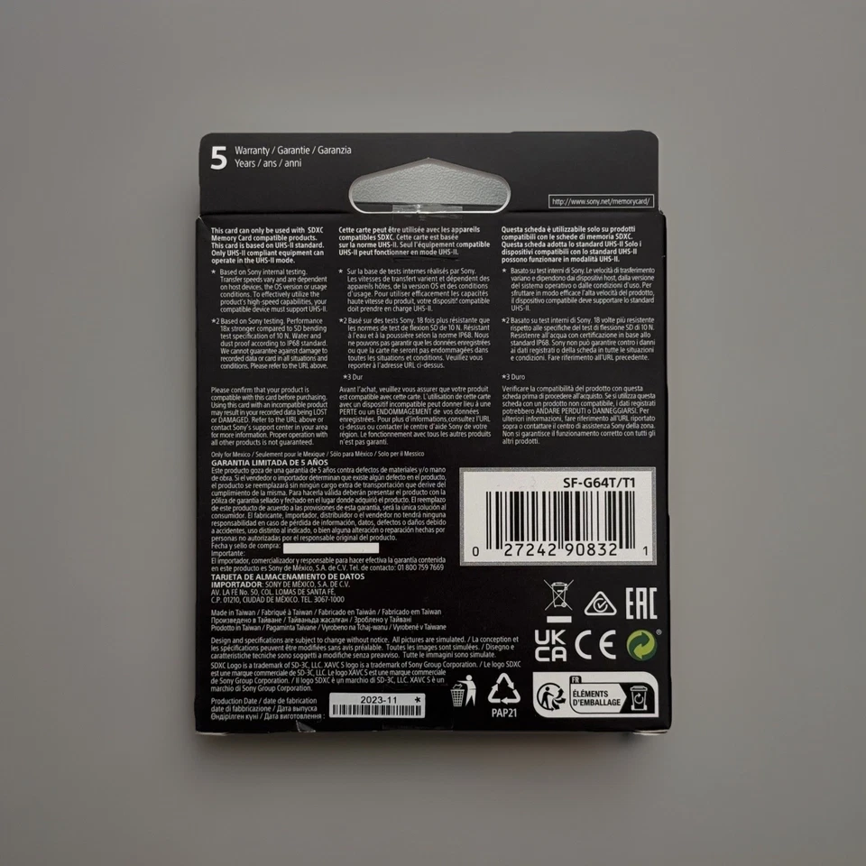 Sony SF-G64T SD-Speicherkarte 64GB 299MB/s, UHS-II, SD Tough, G Series - Bild 2 von 2