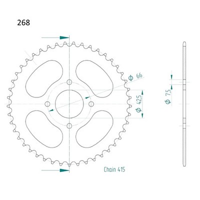 Kettenrad 40 Zähne 415er Typ 0268 silber für Hercules Prima M 2 3 4 5 6 Optima