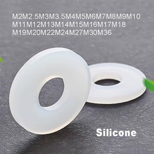 M2-M36 White Silicone High Temp Flat Ring Washer Seal Gaskets Complete in Size 