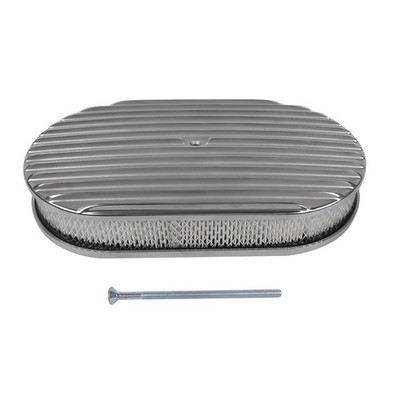 15'' Oval Full Finned Polished Aluminum Air Cleaner Filter Fits for Chevy SBC