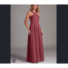 Azazie Dixie  Amethyst A-Line Halter Pleated Chiffon Dress 2