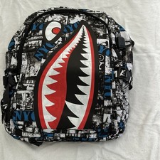 Shark Mouth Graphic Backpack   Newsprint Desi...