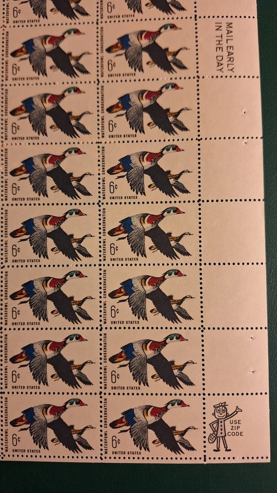 U.S. Scott #1362, M/F/NH, Mint Sheet, Wood Ducks, 6 cent, p-11, 1968 - Image 4 of 4