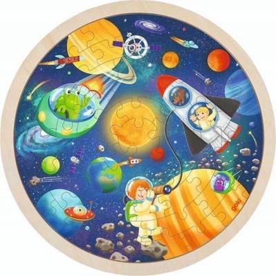 Goki Rundes Weltraumpuzzle aus Holz 57 Teile 4+ Jahre