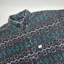 Vtg Quiksilver Shirt Mens Medium Hawaiian Geometric Repeat Distressed Surf Skate