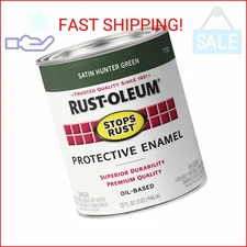 Rust-Oleum 7732502 Stops Rust Brush On Paint, Quart, Satin Hunter Green, 32 Oz