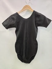 Vintage Penneys Gaymode Leotard Womens Large Black Short Sleeve Bodysuit 60s