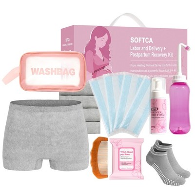 Postpartum Recovery Kit Birth Comb Peri Bottle Ice Pads Underwear Socks Perineal