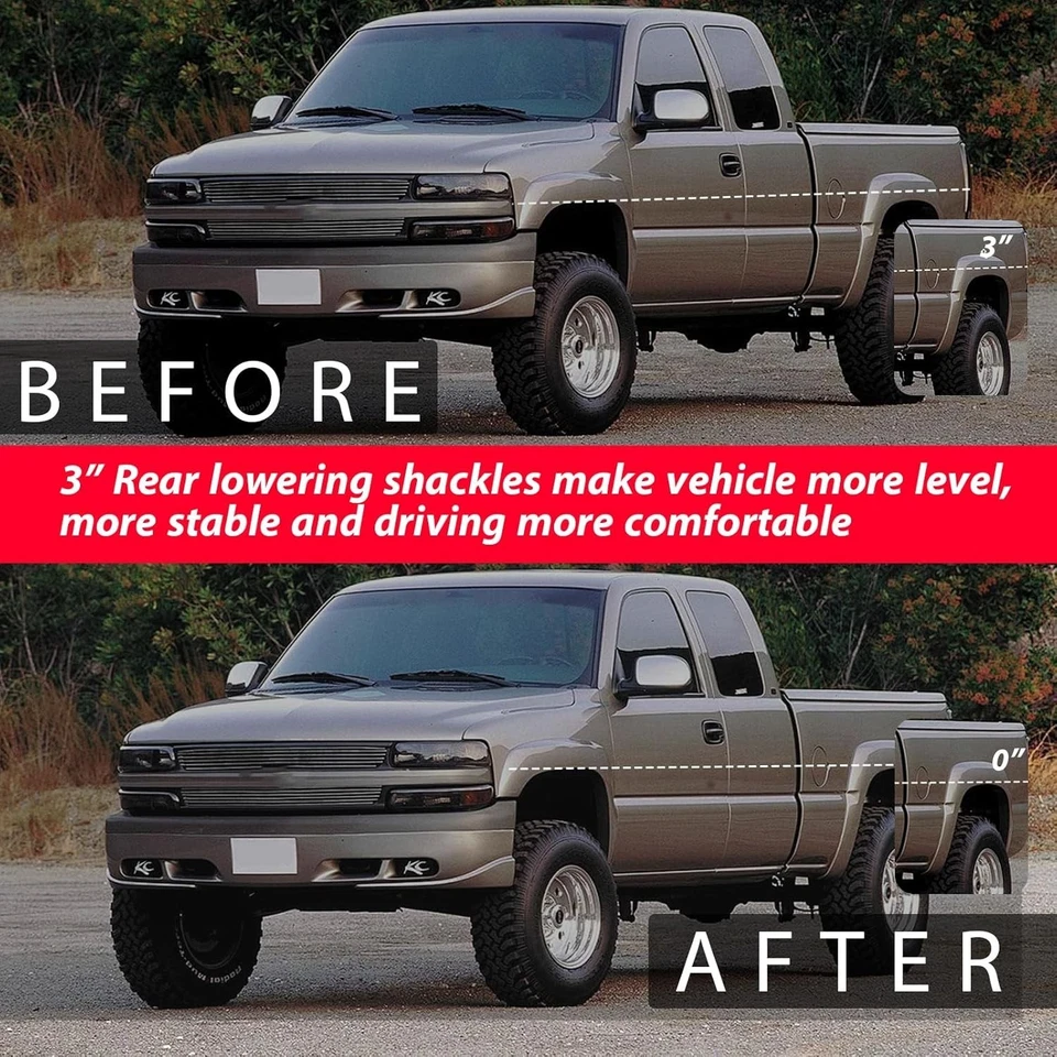 3" Drop Lowering Shackle Rear Kit: for Silverado Chevy GMC Sierra 2500HD 410730 - Image 3 of 4