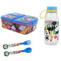 Disney Mickey Maus 4 Tlg Lunch Set Brotdose Trinkflasche 460 Ml - LöFfel Gabel