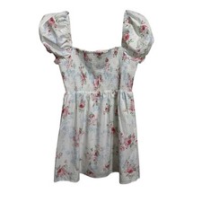 Miss Selfridge ASOS Poplin Shirred Square Neck Floral Dress M smocked 