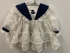 Vintage Marthas Miniatures We're Fussy Dress 18 Months Navy White Layers Ruffle
