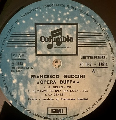 Francesco Guccini Opera Buffa C062-17914 Raro Prima Stampa Italia 1973 VG+/VG+ - Foto 7 di 7