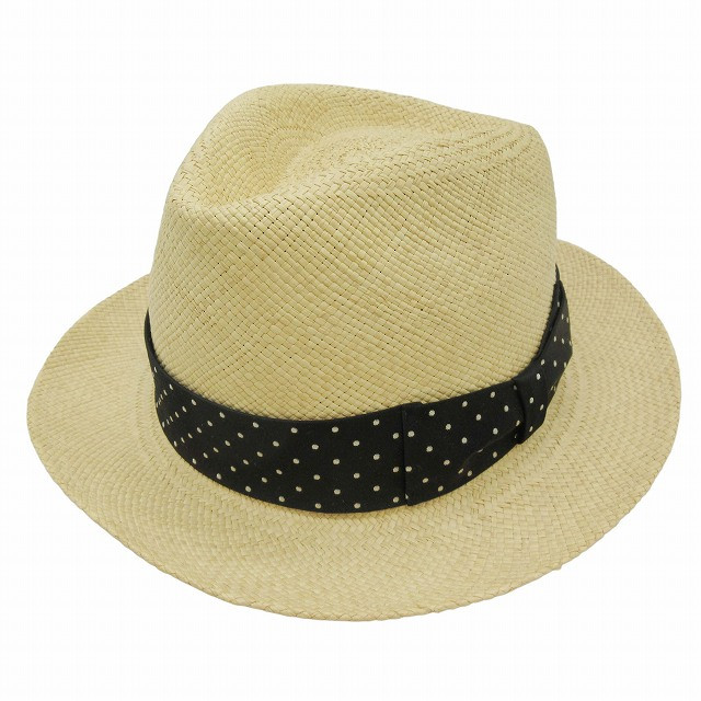 Wacko Maria Tokyo Rockers Panama Straw Hat with Folded Ribbon Dot Tokiya Grass Design