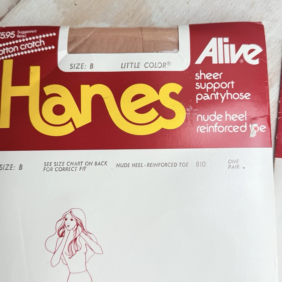 Pantimedias vintage Hanes Alive para mujer 2 pares nuevas 1978 y 1980 talla 9 1/2 10 transparentes Foto 2 de 4