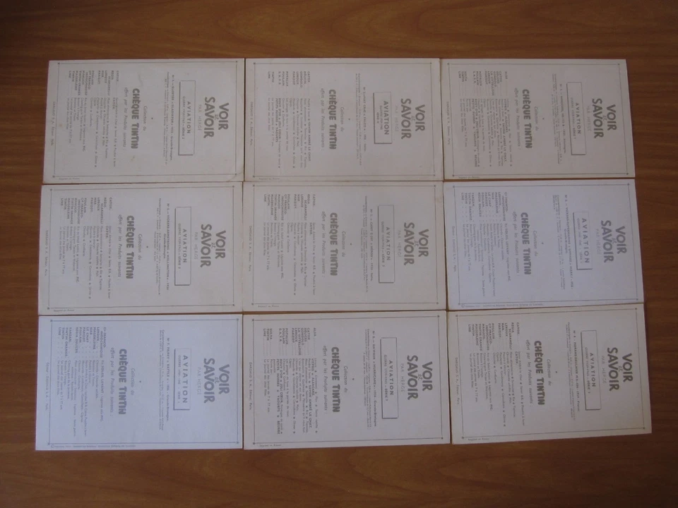 LOT DE 60 CHÉQUE TINTIN - VOIR ET SAVOIR - THÈME AVIATION - HERGÉ - Photo 3/4