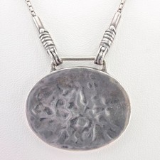 Israeli SILPADA Hammered Disc Necklace 925 Sterling Silver Round Box Chain 16"