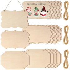 30 Pcs Unfinished Wood Sign Blank for Crafts Wooden Plaque Hanging Rectangle ...