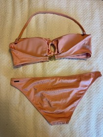 Victoria's Secret Pink Sequin Ruffle Bandeau Bikini Set