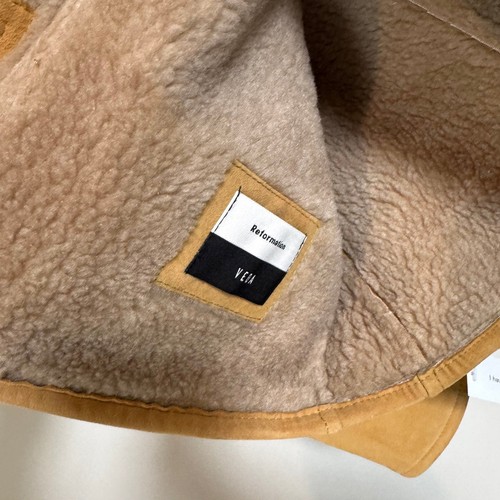 Reformation Veda Luca Suede Shearling Collar Parmesan Suede Coat L NEW Jacket - Picture 6 of 7