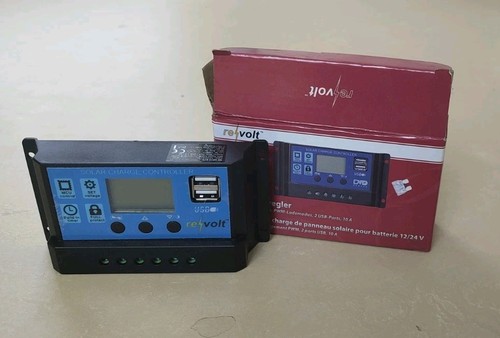 revolt Solar-Laderegler für 12/24-V-Akkus, PWM-Lademodus, 2 USB-Ports, 20 A +OVP