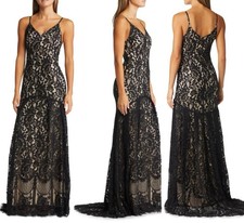 Lulus Flynn Black Lace Maxi Dress Gown Size S Mermaid Sheath Eyelash Lace