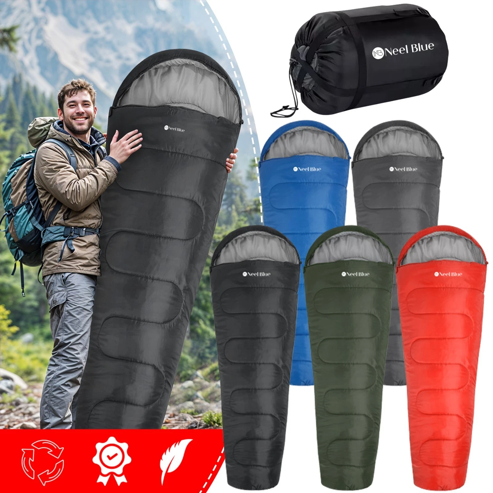 4 Season Single Sleeping Bag Waterproof Outdoor Camping Hiking Mummy Zip Bags
Opens in a new window