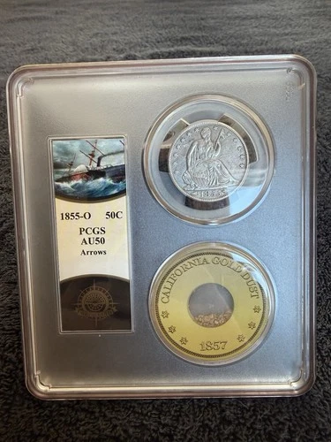 S.S. Central America Shipwreck 1855-O Seated Liberty Half Dollar PCGS AU50