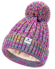 HAITHO Kids Toddler Winter Hat with Pom Pom, 2 Size 7-12 Years Multicolor-01