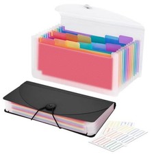 13 Pocket A6 Receipt Organizer, 2 Pack Small Accordion File Clearblack