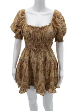 Ulla Johnson Womens Fit & Flare Mini Dress Brown Square Neck Size 0