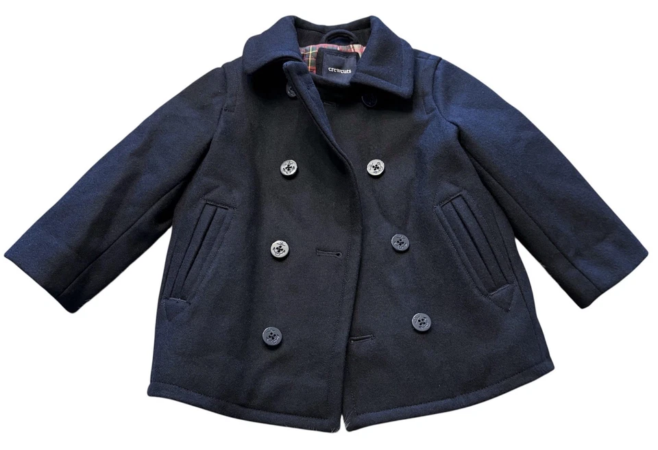 J Crew Crewcuts Navy Unisex Toddler Relaxed Wool-Blend Pea Coat XS - Image 2 of 4