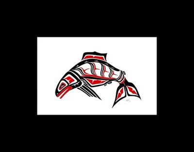 SALMON by Coast Salish artist Dean White -  11'' x 14''  Matted art print
